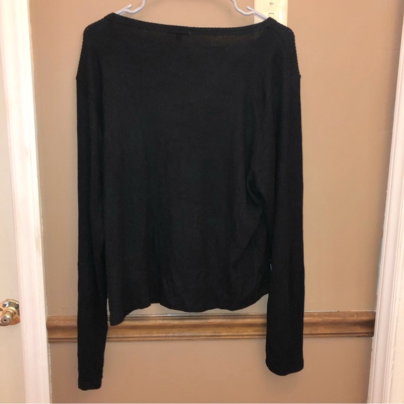 Fashion Nova Ribbed Henley Long Sleeve Shirt‎ Black 3X - Picture 6 of 6